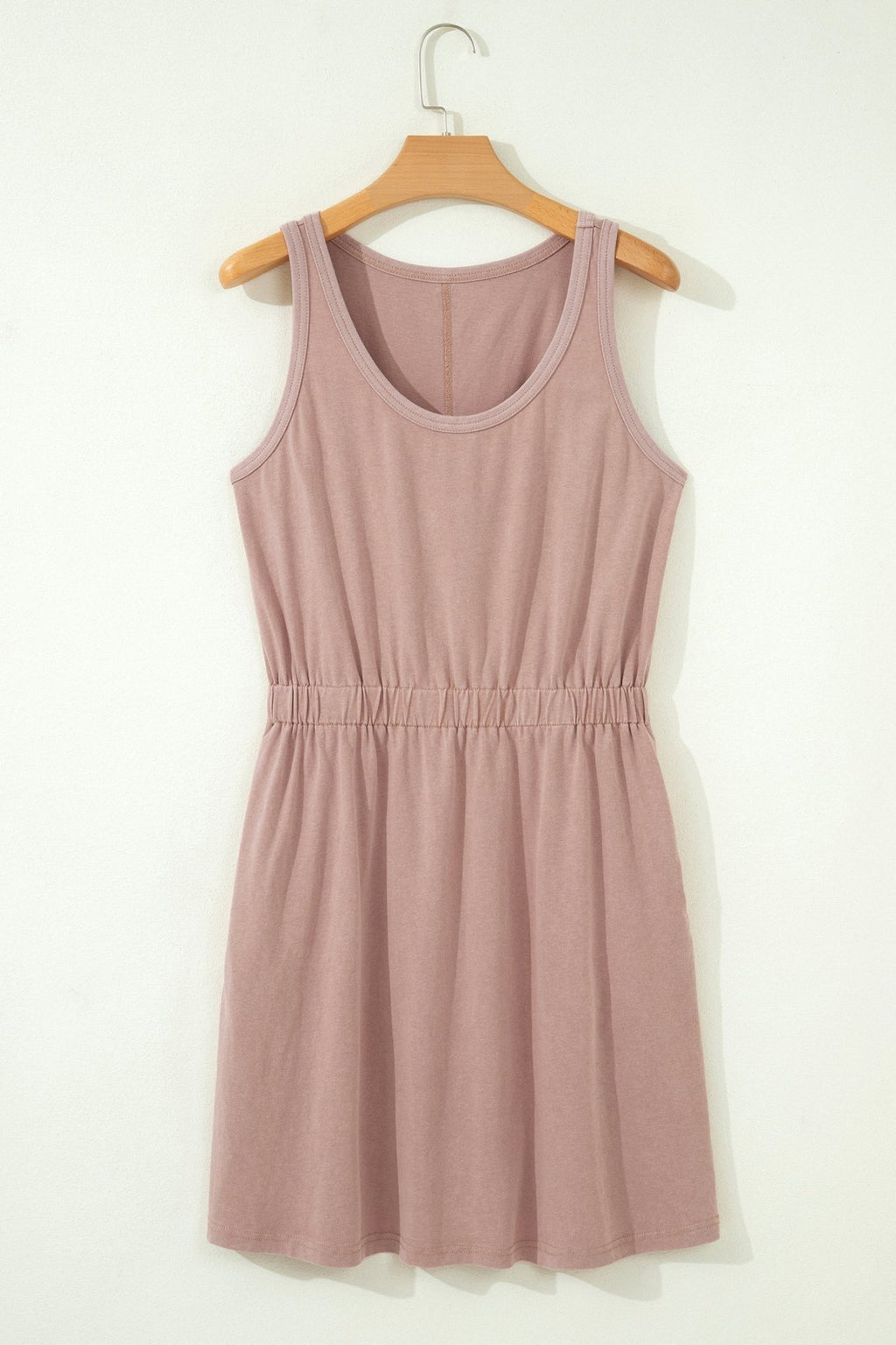 Mineral Wash Scoop Neck Elastic Waist Mini Dress - Rooted & Reckless Co.