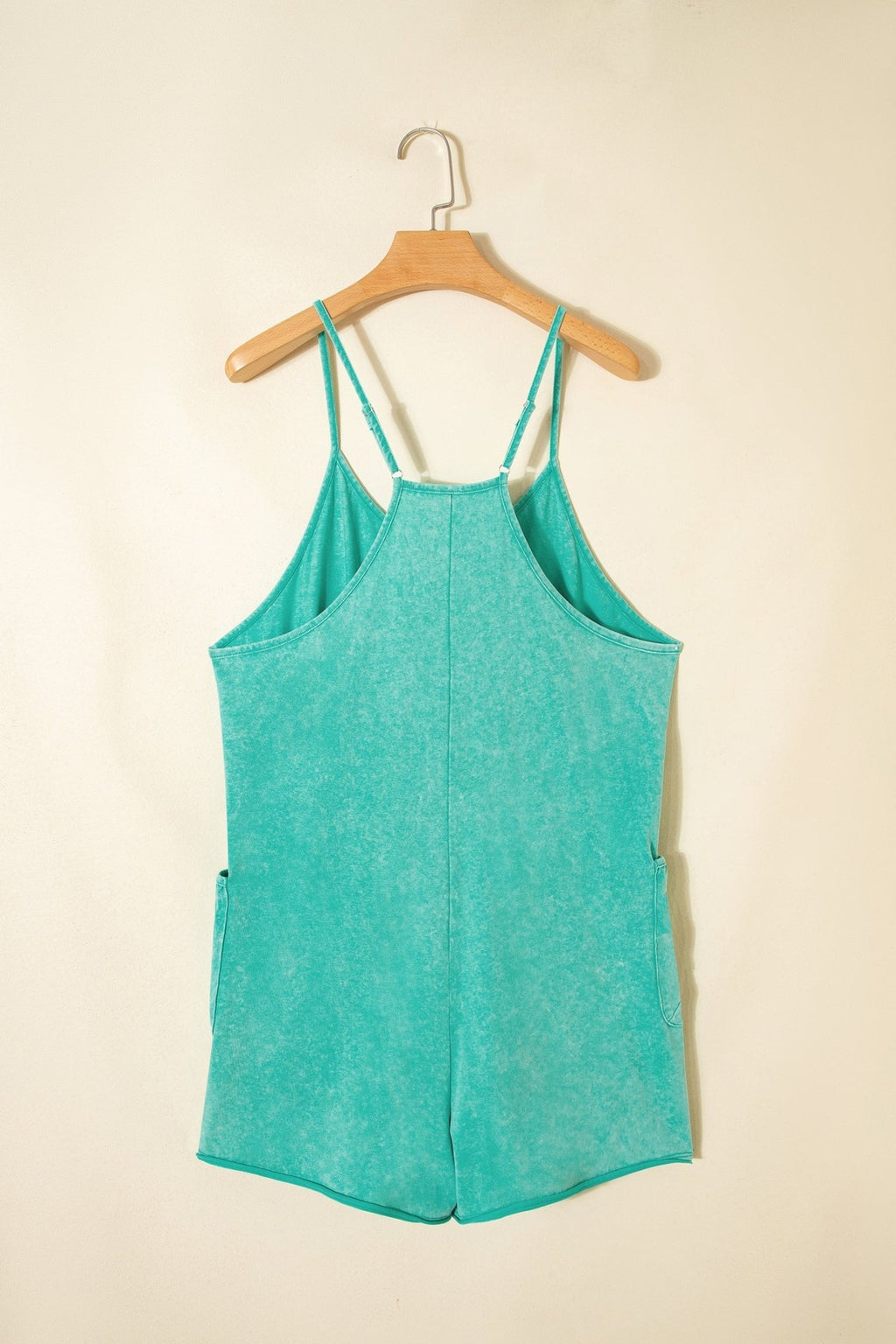 Mineral Wash Spaghetti Strap Pocketed Romper - Rooted & Reckless Co.