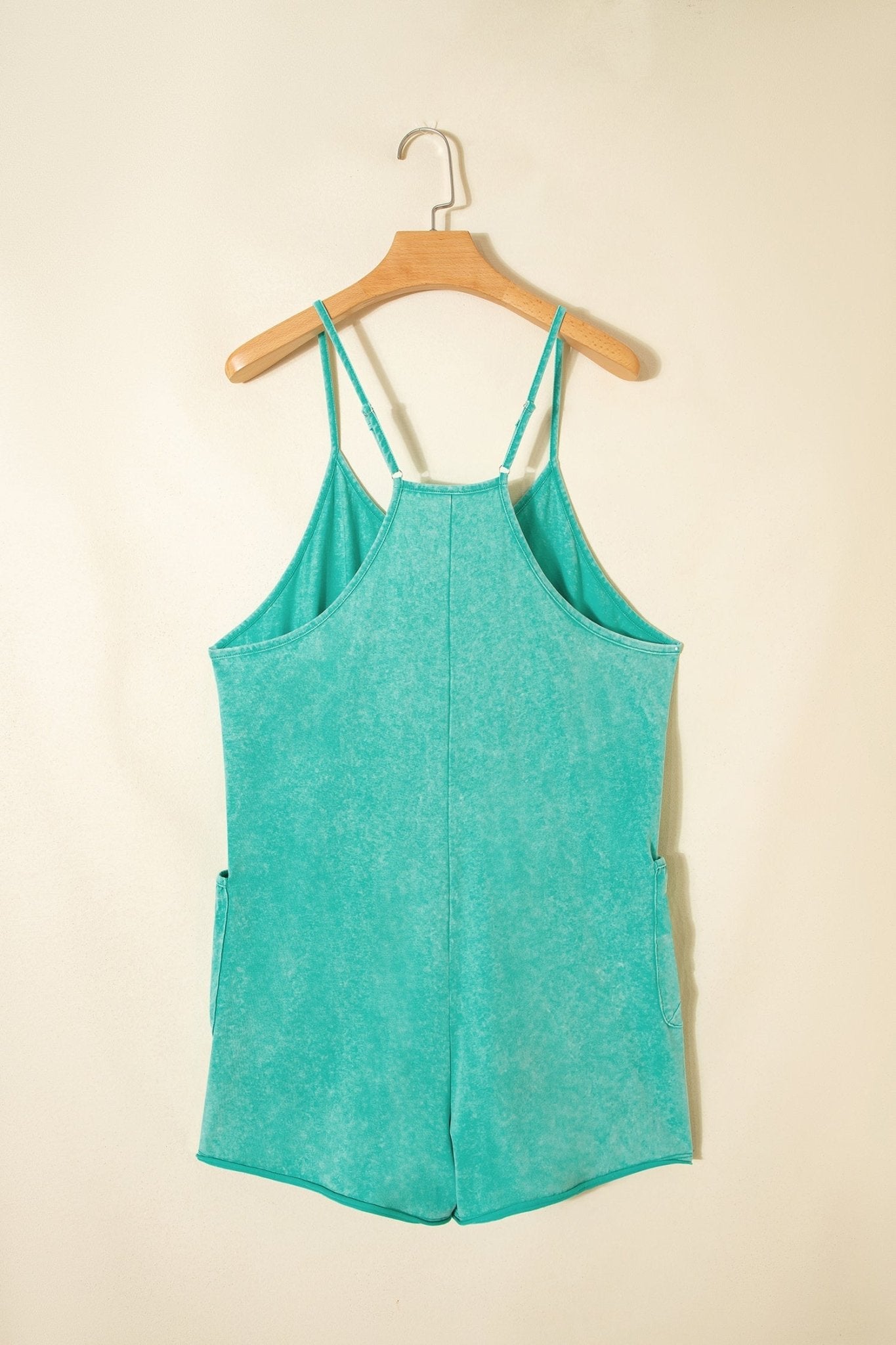 Mineral Wash Spaghetti Strap Pocketed Romper - Rooted & Reckless Co.