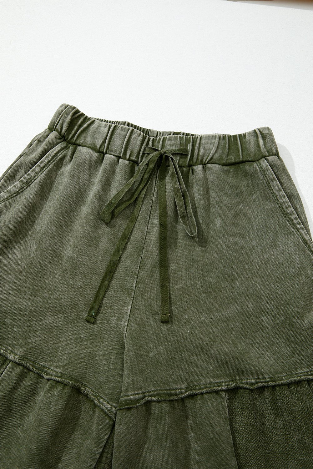 Mineral Wash Tiered Drawstring Wide Leg Pants - Rooted & Reckless Co.