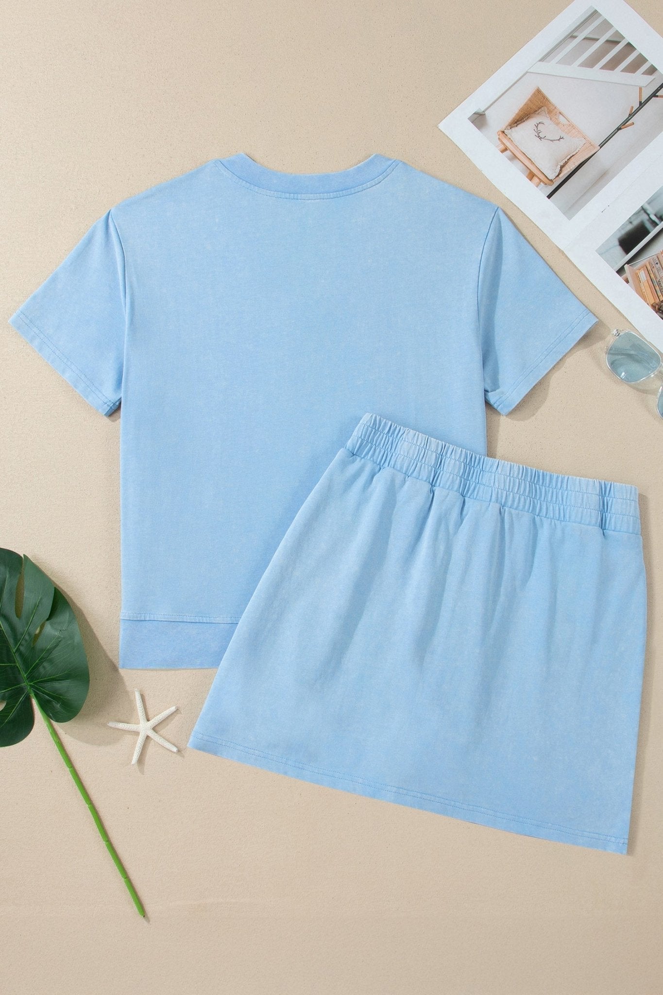 Mineral Wash V-Neck Tee & Skort Set - Rooted & Reckless Co.