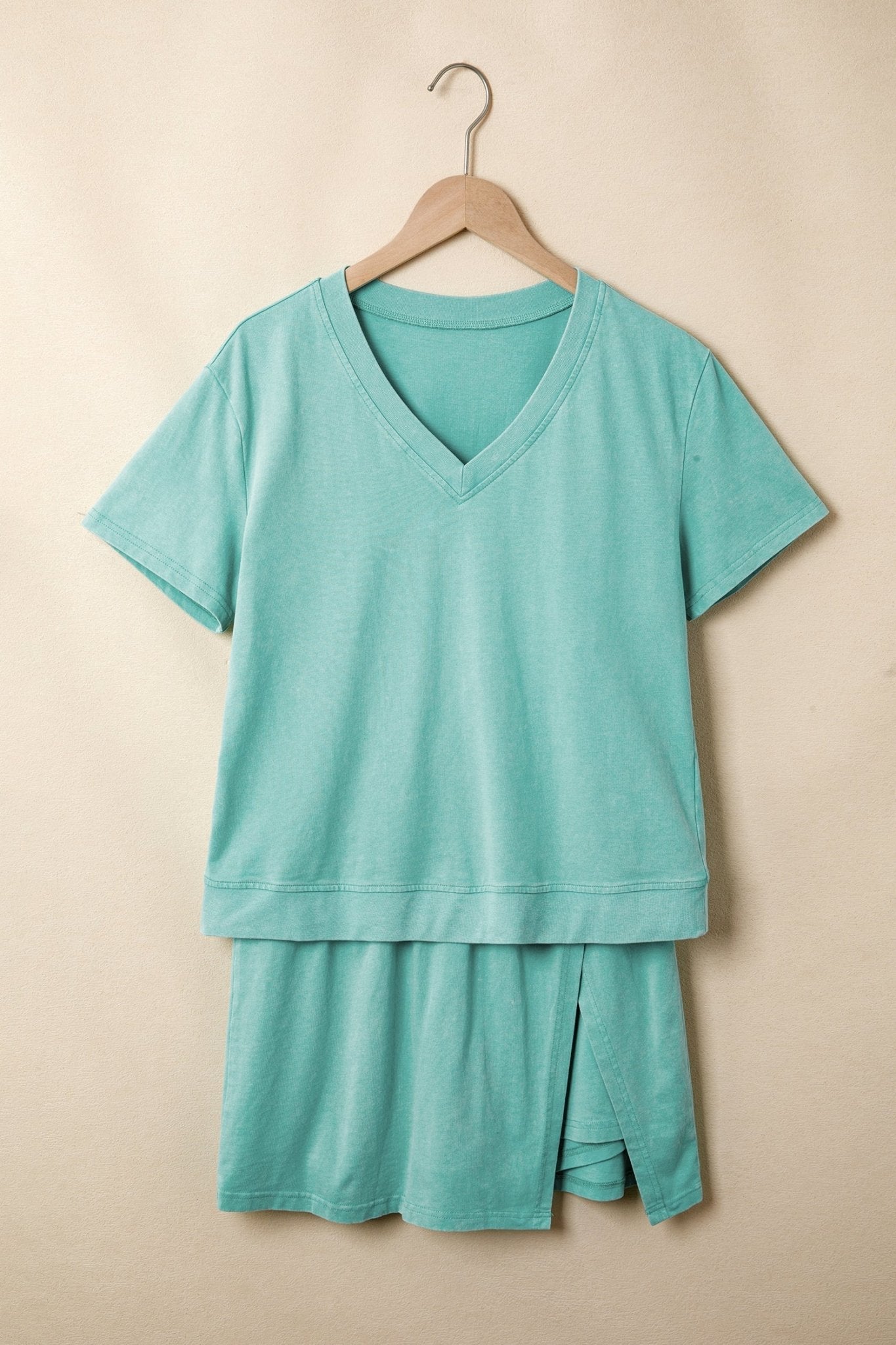 Mineral Wash V-Neck Tee & Skort Set - Rooted & Reckless Co.
