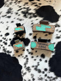 Mini Lightning Bolt Tooled Leather Claw Clip — Petite Western Hair Statement - Rooted & Reckless Co.