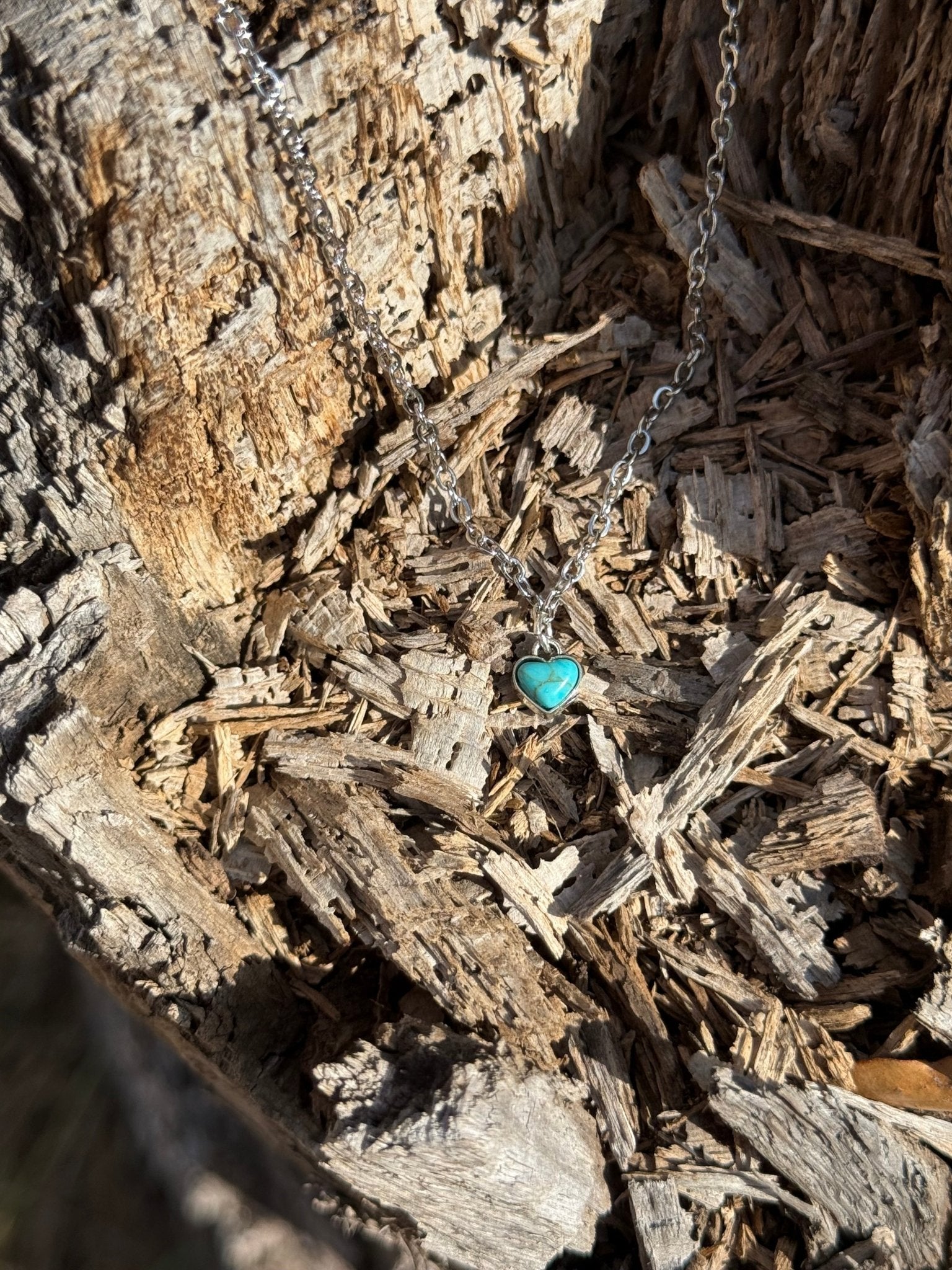 Mini Turquoise Heart Necklace - Rooted & Reckless Co.