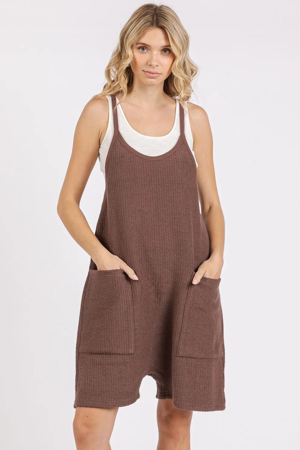 Mittoshop Scoop Neck Spaghetti Strap Overalls with Pockets - Rooted & Reckless Co.