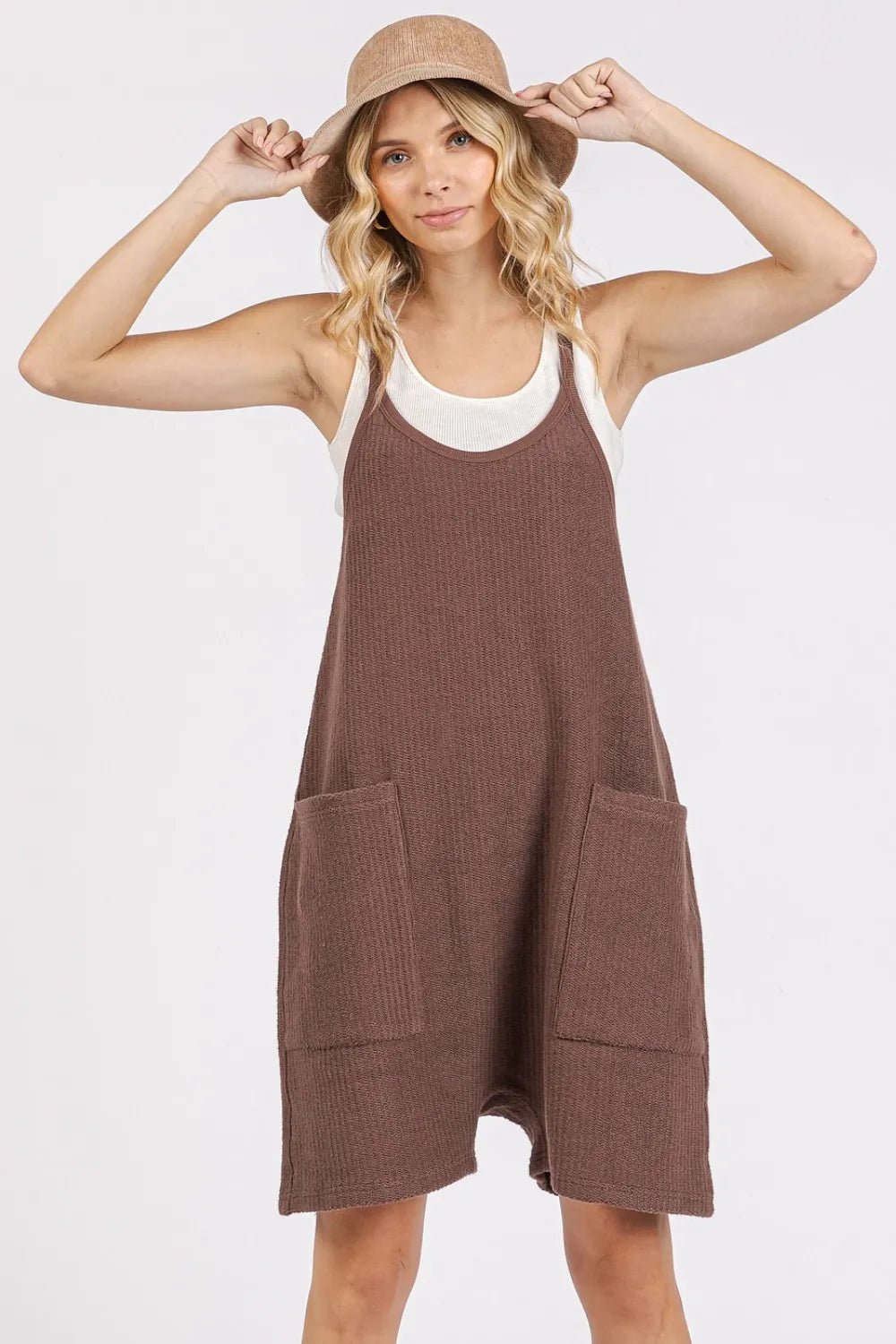 Mittoshop Scoop Neck Spaghetti Strap Overalls with Pockets - Rooted & Reckless Co.