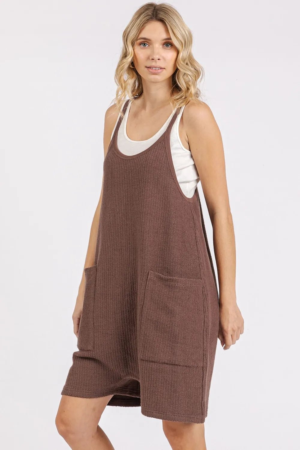 Mittoshop Scoop Neck Spaghetti Strap Overalls with Pockets - Rooted & Reckless Co.