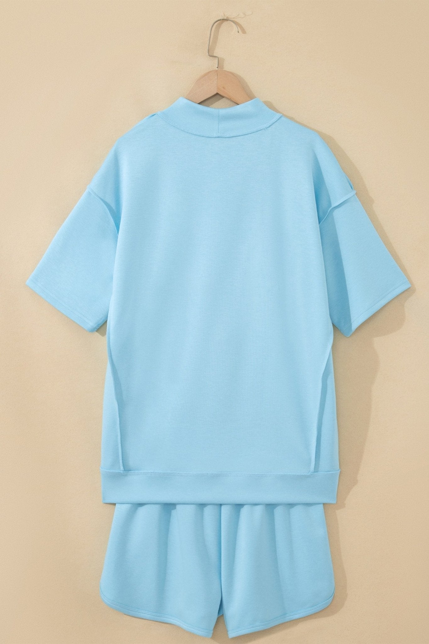 Mock Neck Exposed Seam Tunic Top & Shorts Set - Rooted & Reckless Co.