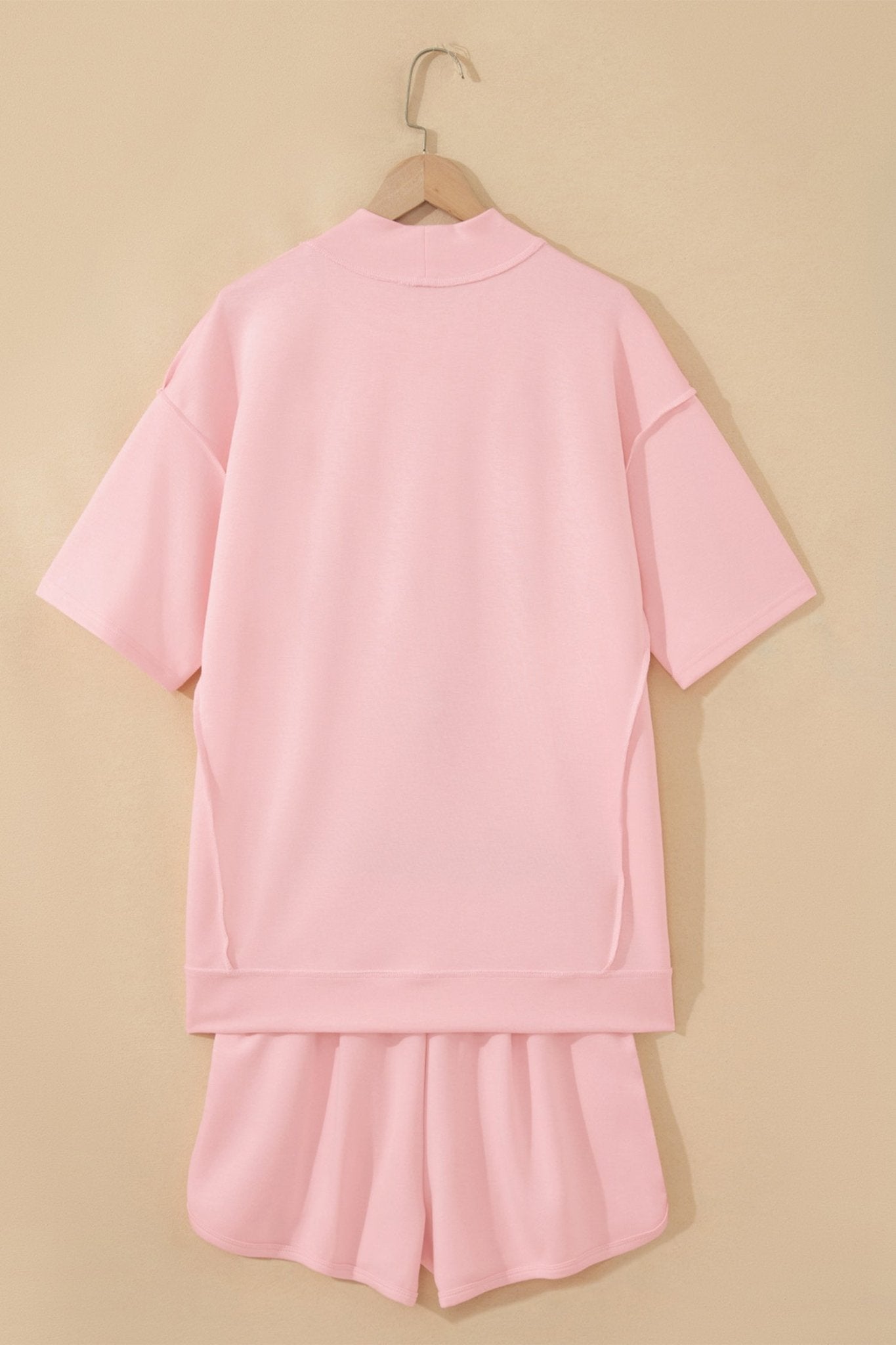 Mock Neck Exposed Seam Tunic Top & Shorts Set - Rooted & Reckless Co.