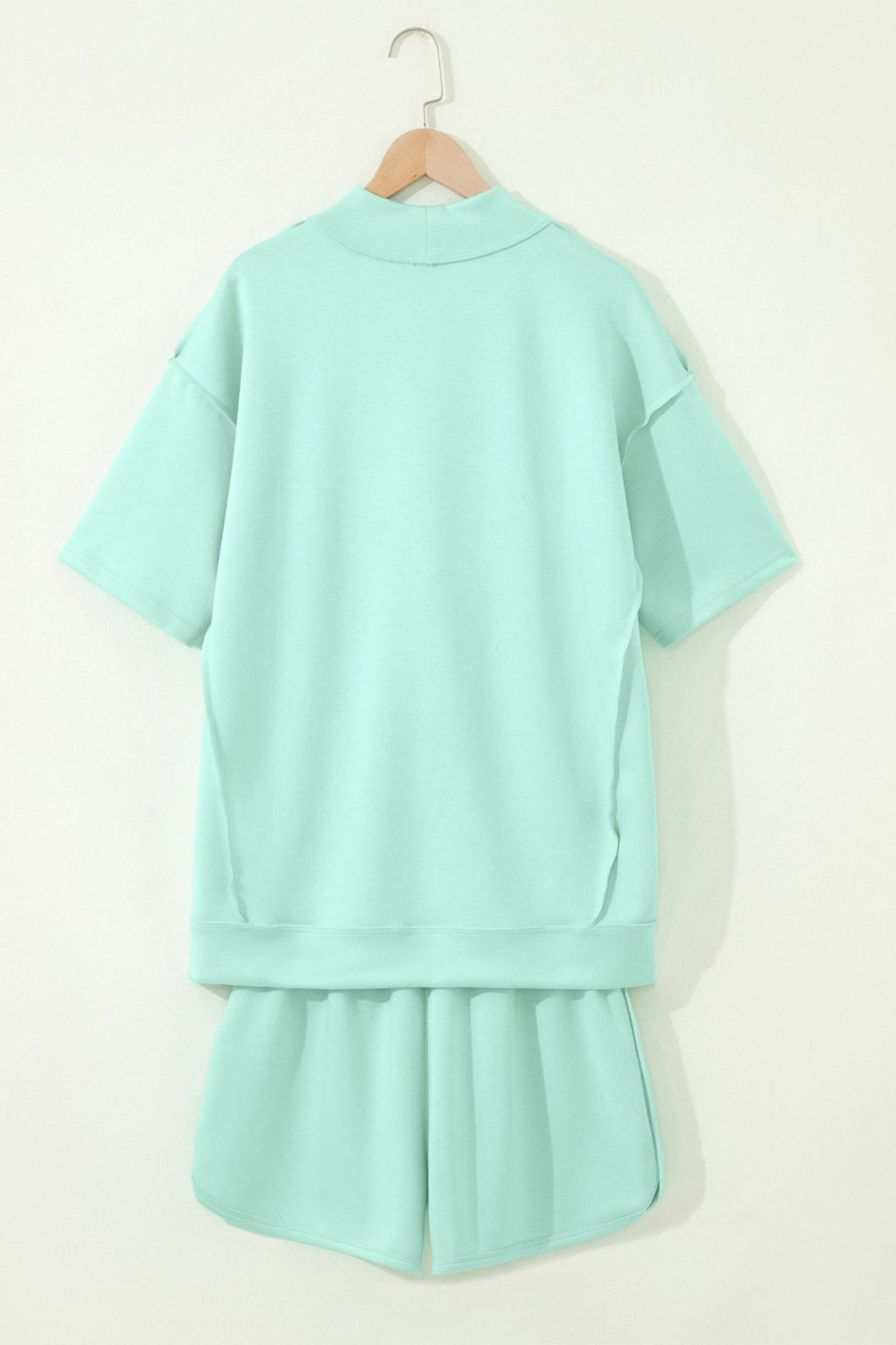 Mock Neck Exposed Seam Tunic Top & Shorts Set - Rooted & Reckless Co.