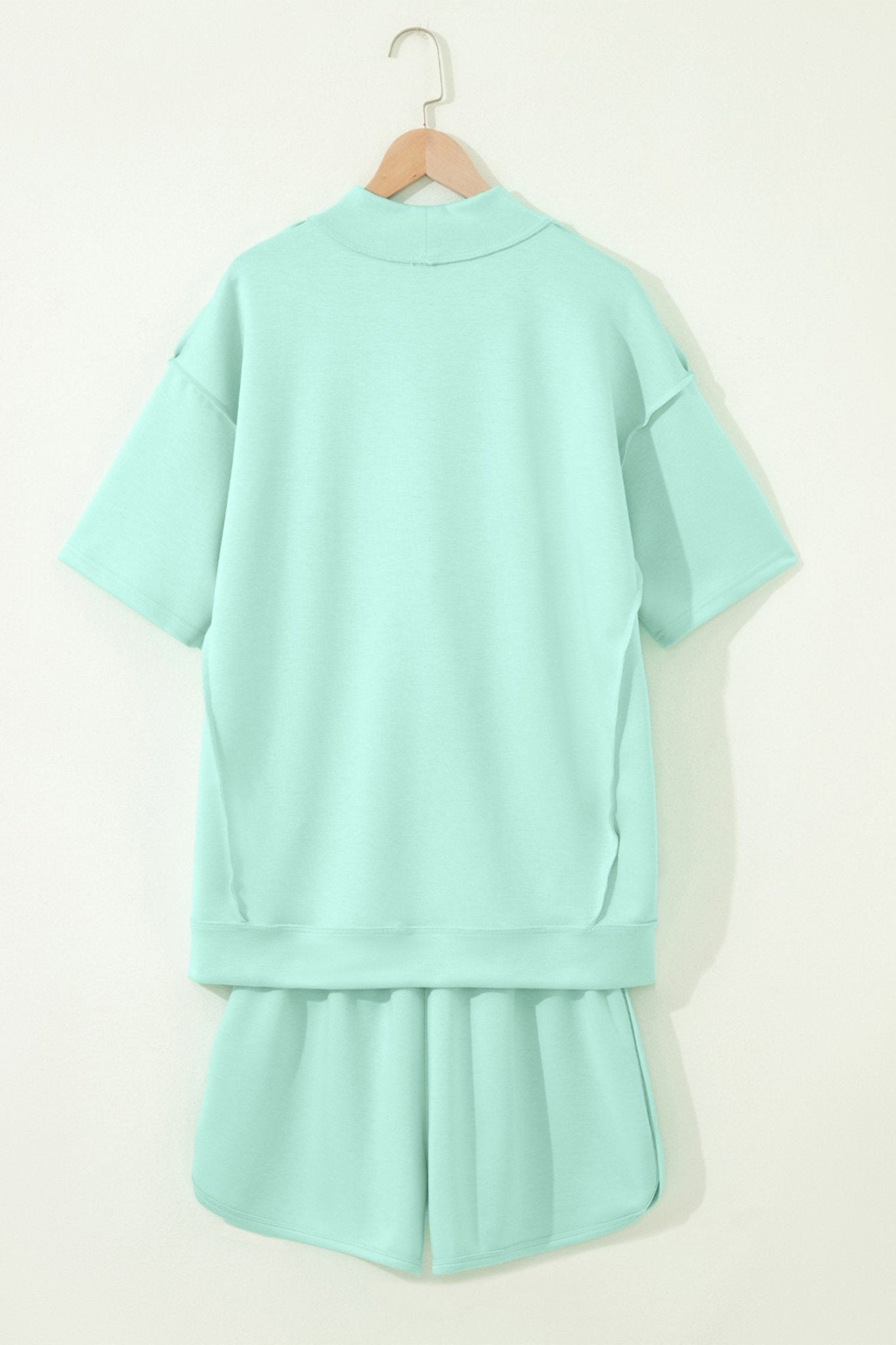 Mock Neck Exposed Seam Tunic Top & Shorts Set - Rooted & Reckless Co.