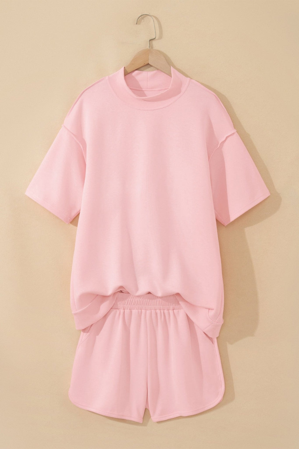 Mock Neck Exposed Seam Tunic Top & Shorts Set - Rooted & Reckless Co.