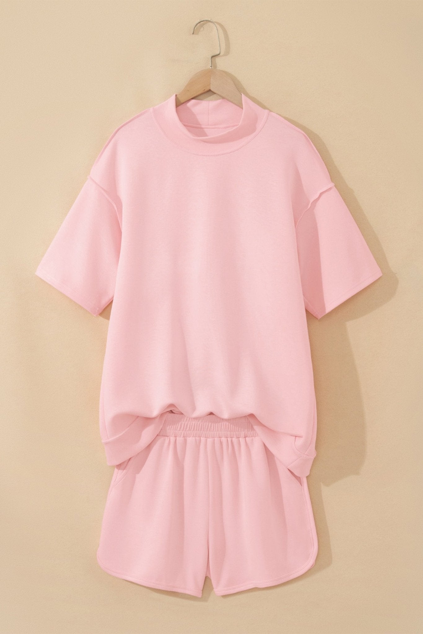 Mock Neck Exposed Seam Tunic Top & Shorts Set - Rooted & Reckless Co.