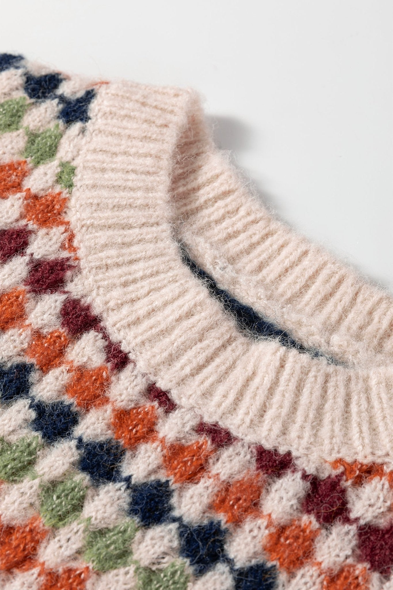 Multicolour Dotty Striped Pattern Knit Drop Shoulder Sweater - Rooted & Reckless Co.