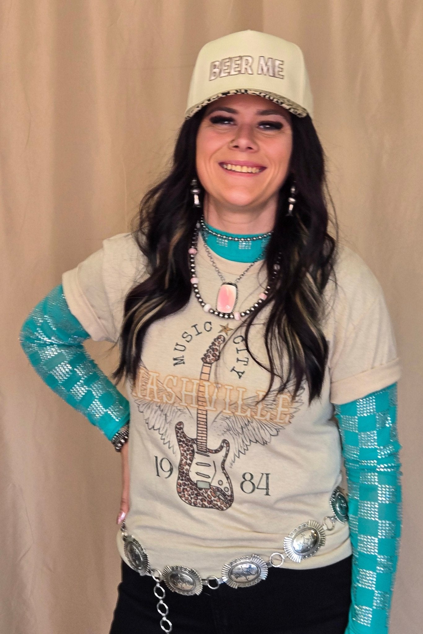 "Nashville" Western Graphic Tee — Ash Grey Jerzees Music City Western Statement - Rooted & Reckless Co.