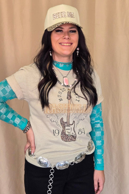 "Nashville" Western Graphic Tee — Ash Grey Jerzees Music City Western Statement - Rooted & Reckless Co.