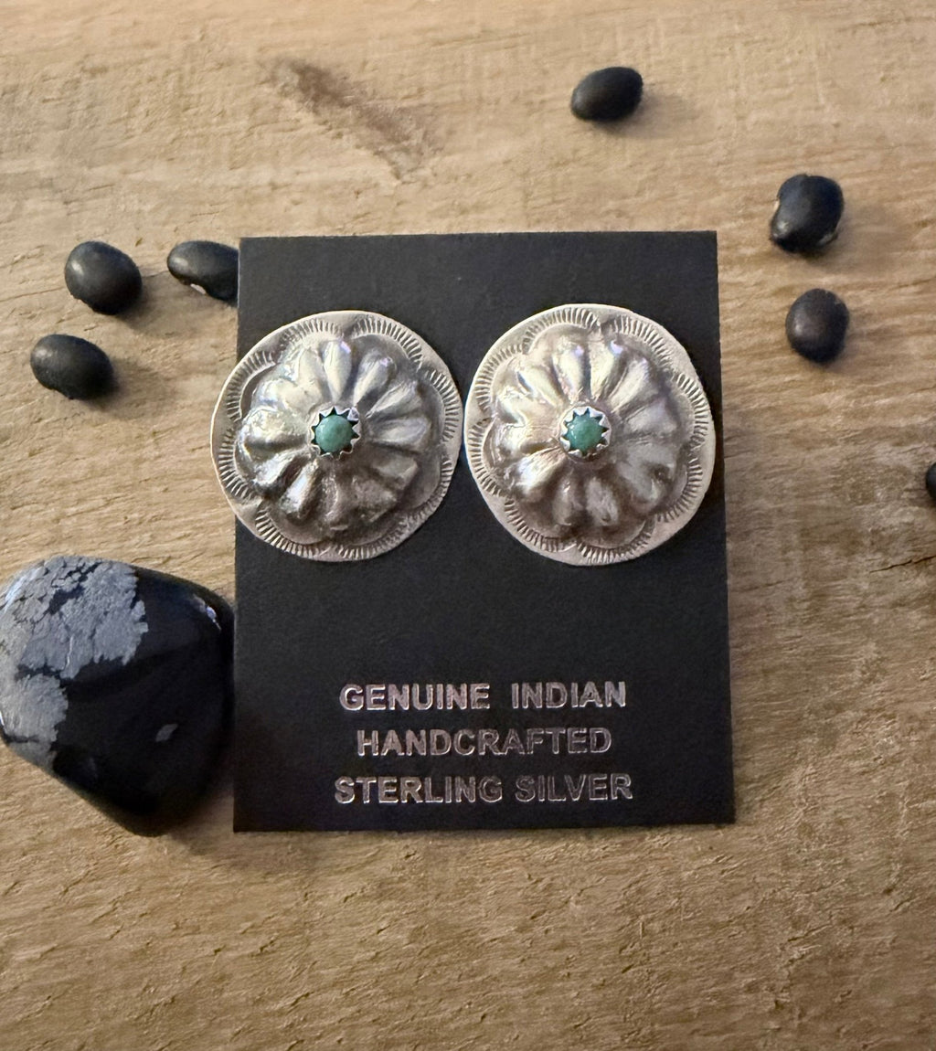 Native Made by Joann Begay Sterling Silver Concho Earrings - Rooted & Reckless Co.