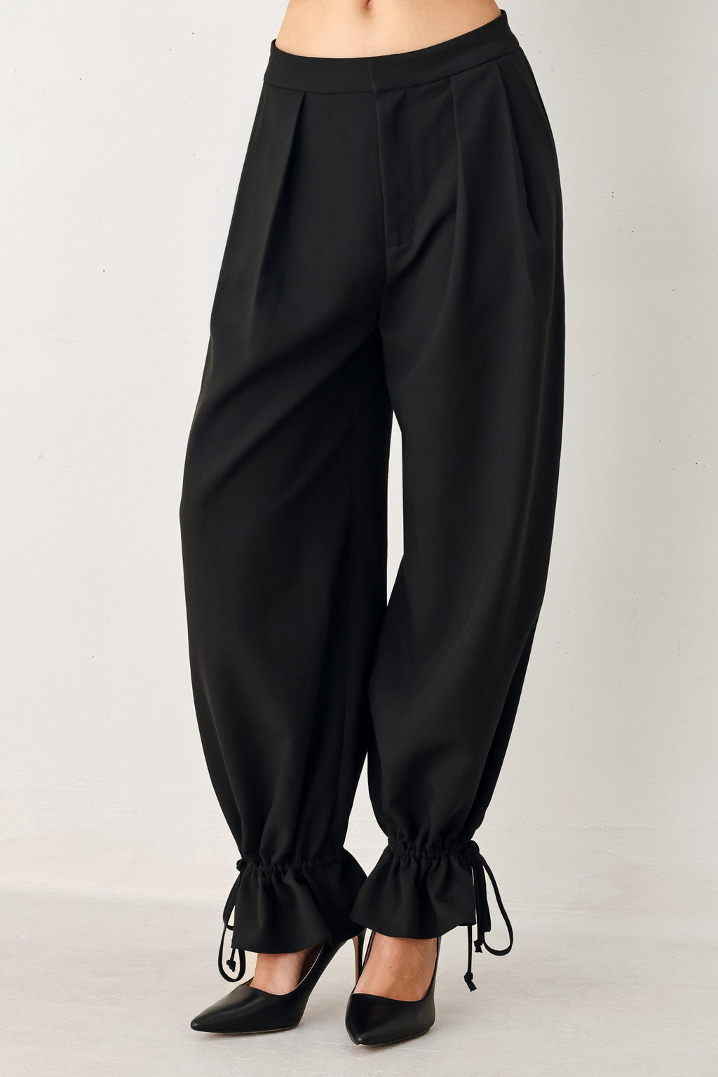 NOIR DRAWSTRING WOVEN PANTS - Rooted & Reckless Co.
