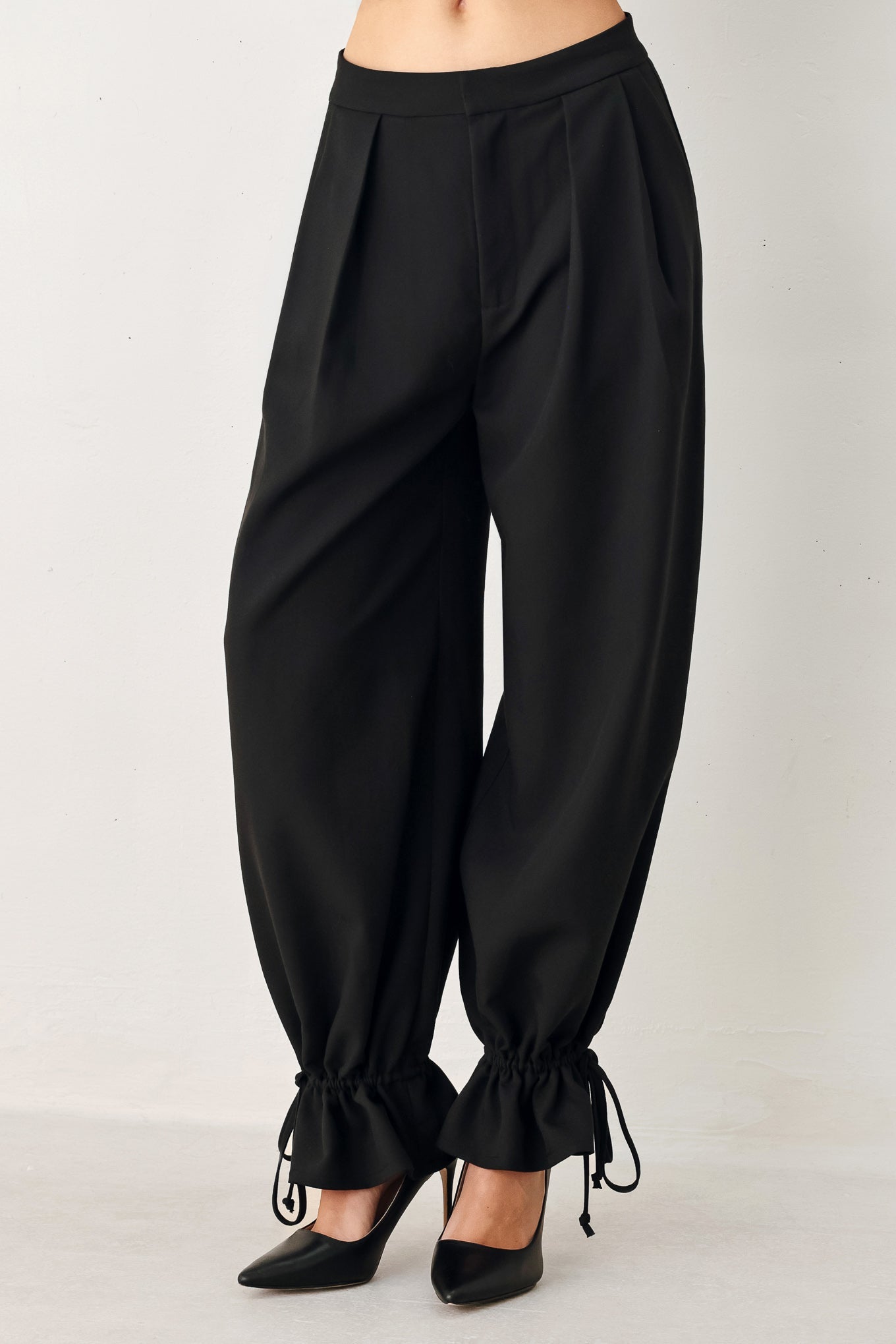 NOIR DRAWSTRING WOVEN PANTS - Rooted & Reckless Co.