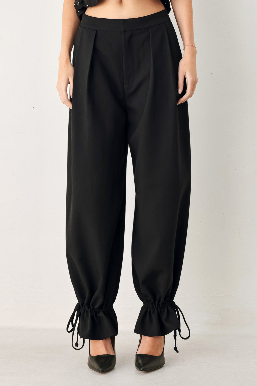 NOIR DRAWSTRING WOVEN PANTS - Rooted & Reckless Co.
