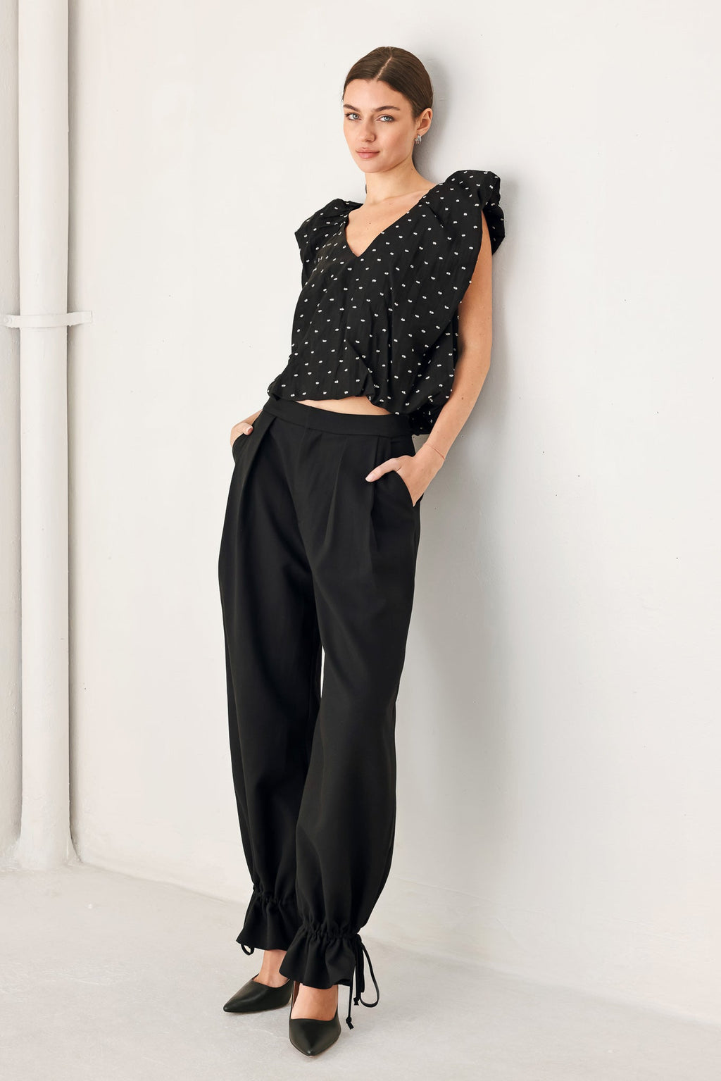 NOIR DRAWSTRING WOVEN PANTS - Rooted & Reckless Co.