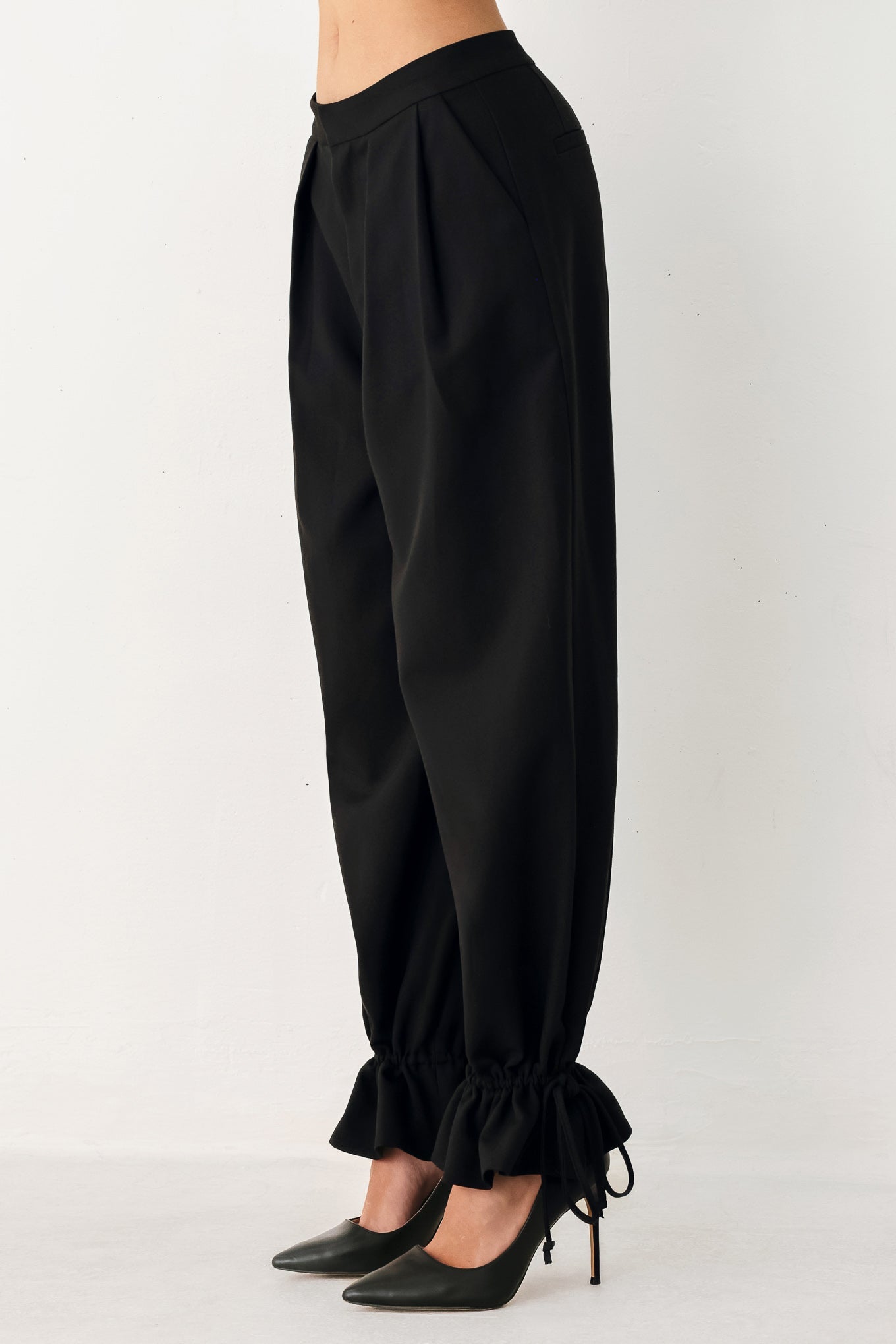 NOIR DRAWSTRING WOVEN PANTS - Rooted & Reckless Co.