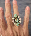 Number 8 Mine, Pink Opal and White Buffalo Cluster Ring - Rooted & Reckless Co.