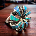 Opalite Inlay Sterling Silver Ring — Native-Style Statement - Rooted & Reckless Co.