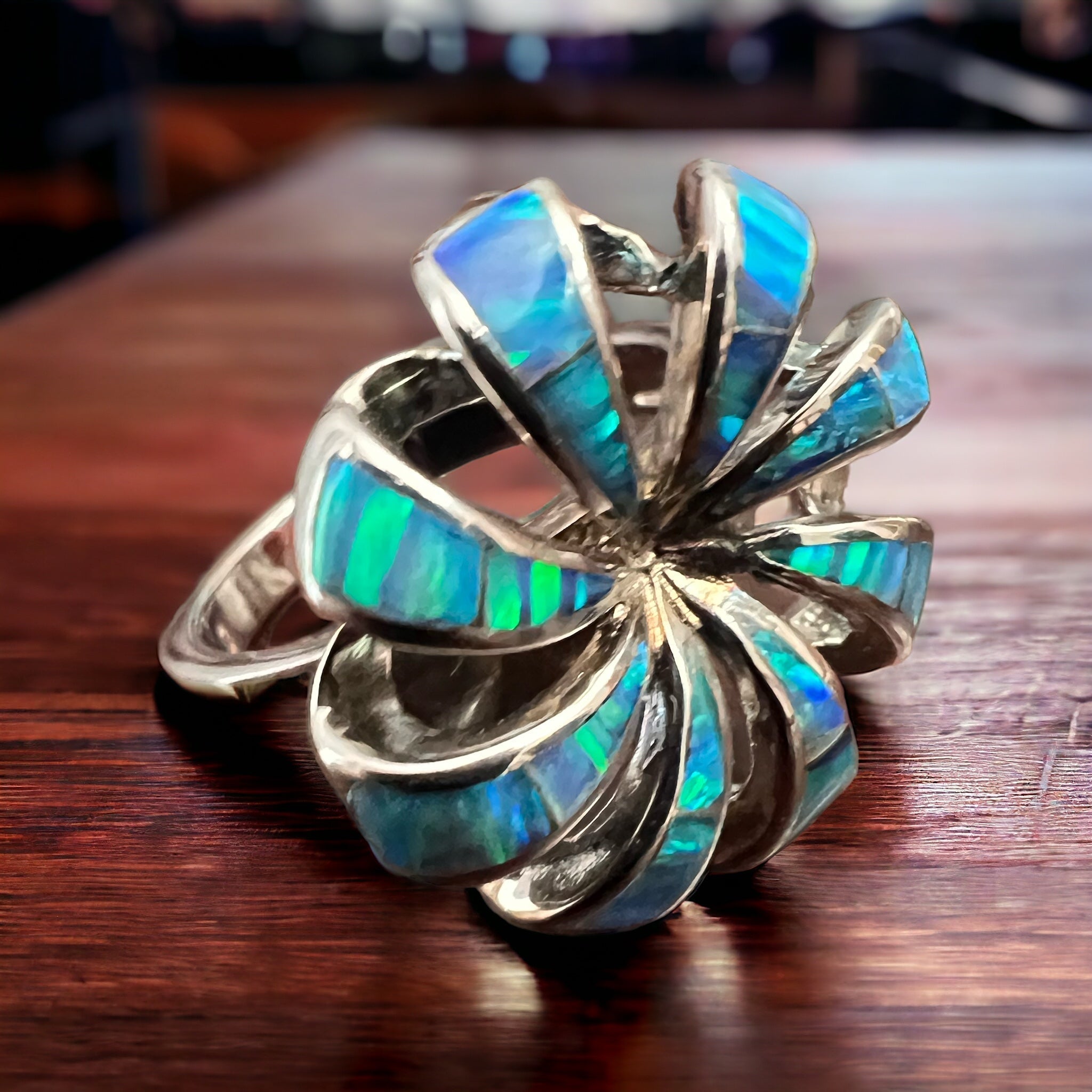 Opalite Inlay Sterling Silver Ring — Native-Style Statement - Rooted & Reckless Co.