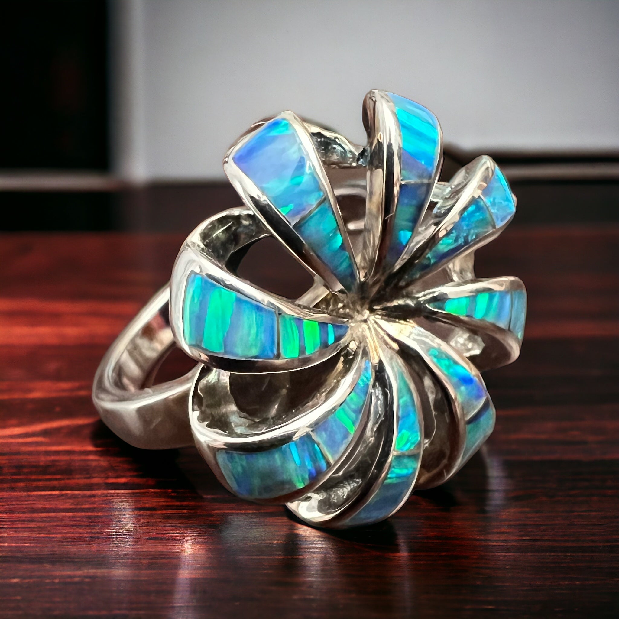 Opalite Inlay Sterling Silver Ring — Native-Style Statement - Rooted & Reckless Co.
