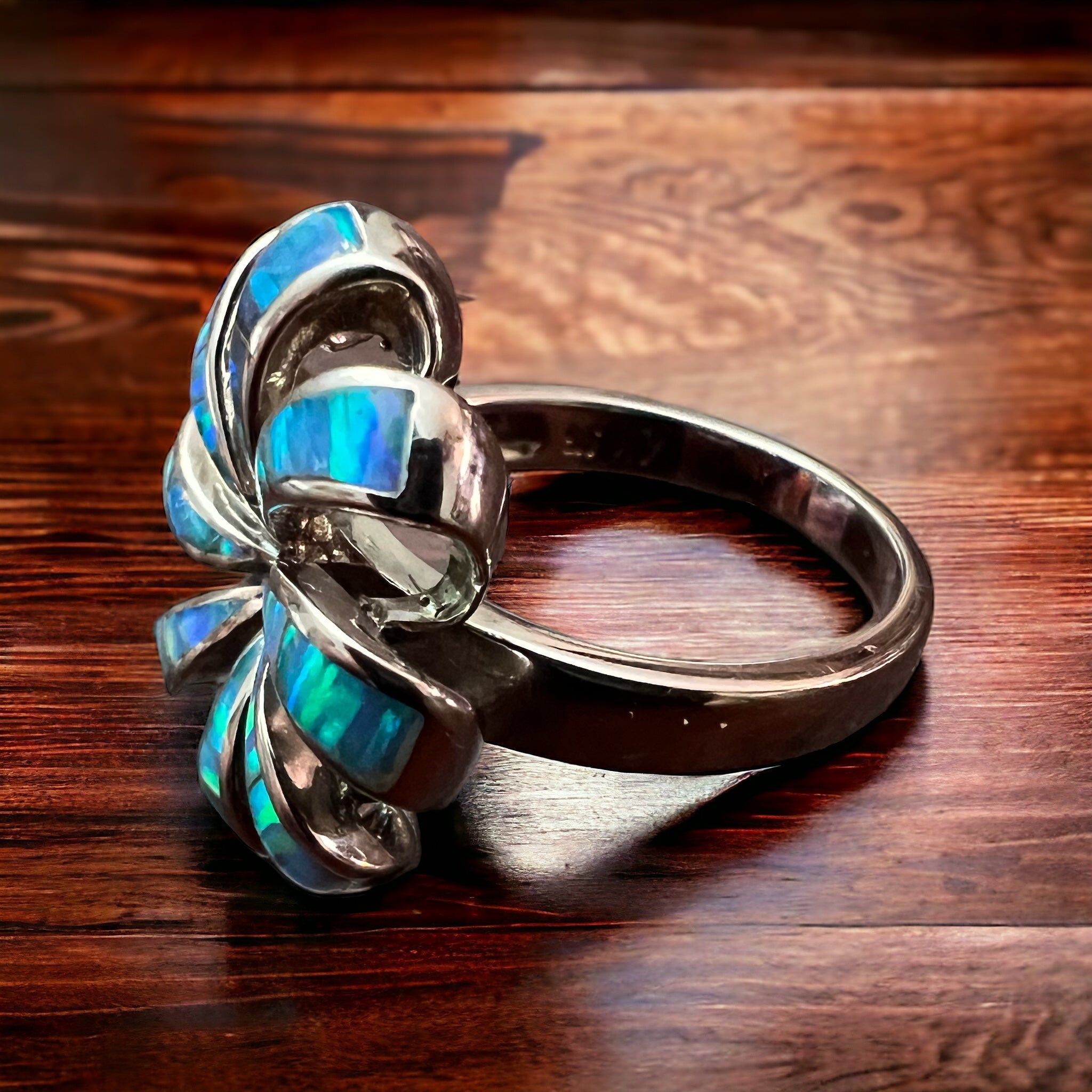 Opalite Inlay Sterling Silver Ring — Native-Style Statement - Rooted & Reckless Co.