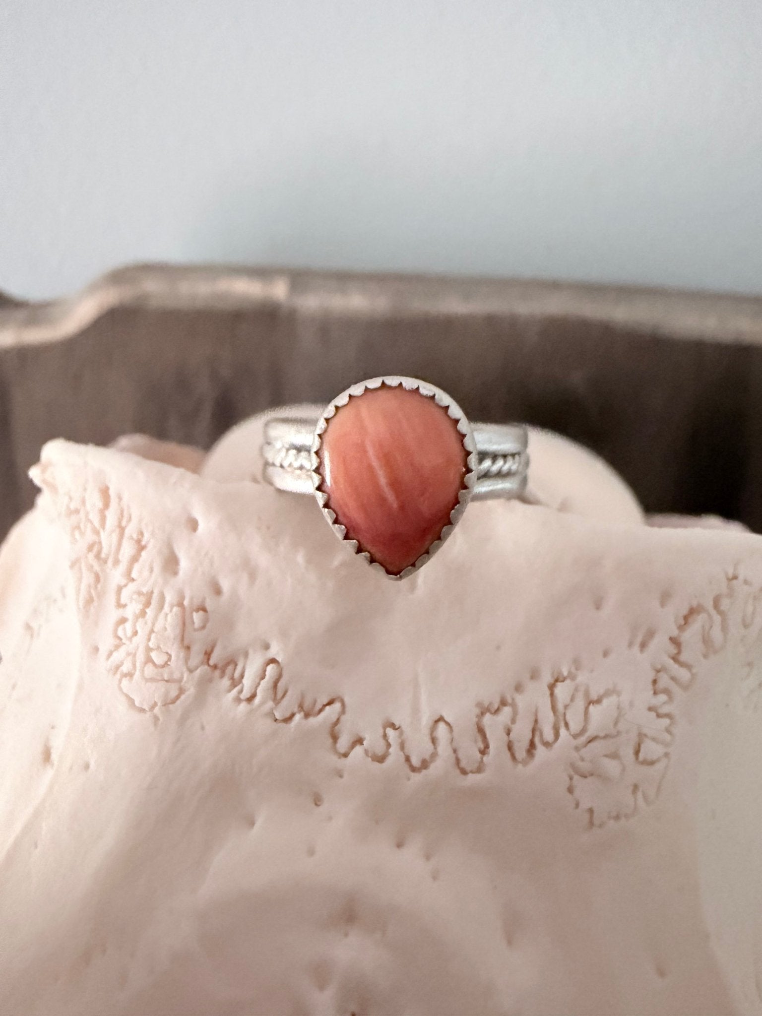 Orange Spiny Sterling Silver Ring - Rooted & Reckless Co.