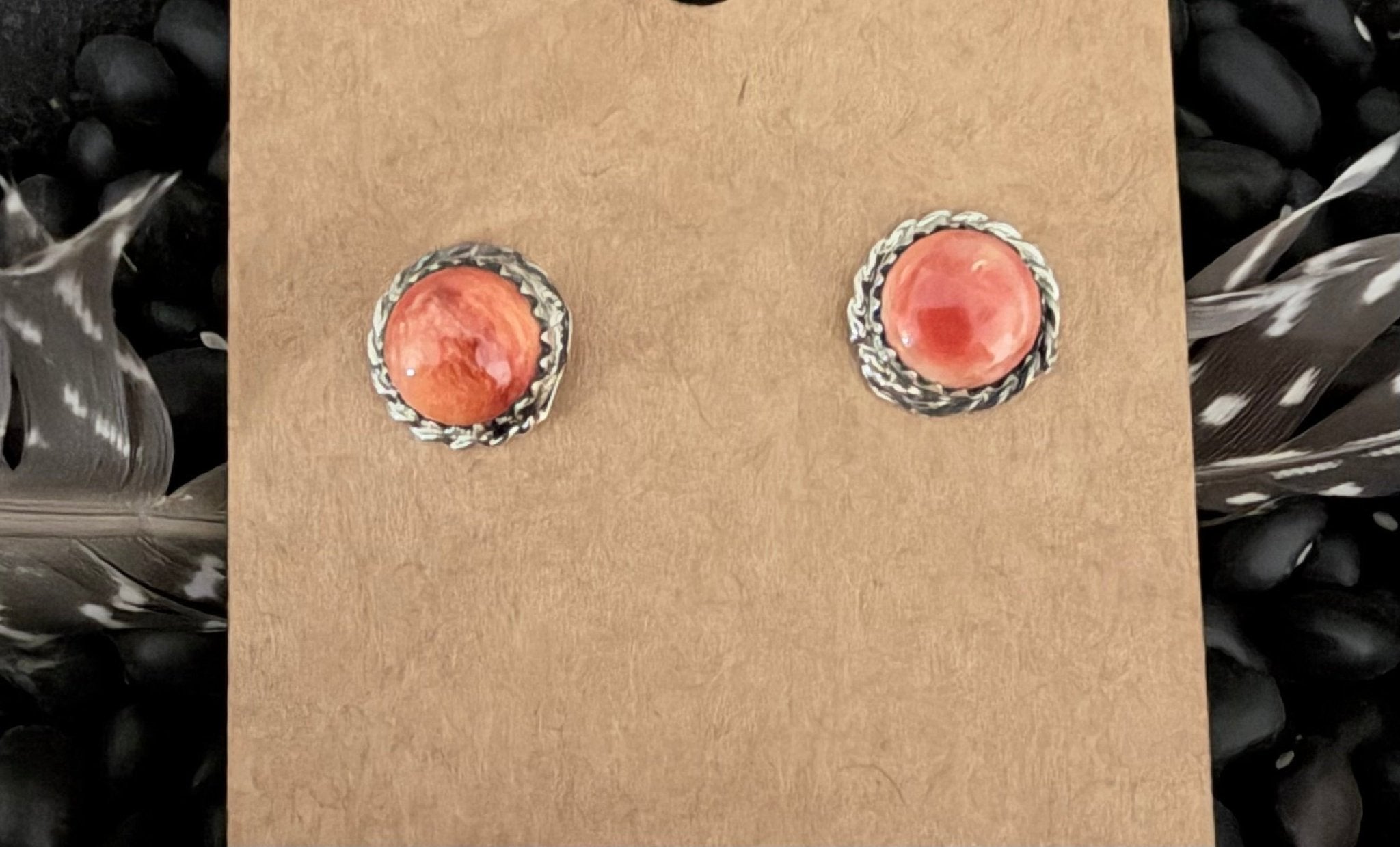 Orange Spiny Stud Earrings - Rooted & Reckless Co.