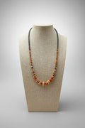 Orange & Turquoise Graduated Necklace with Sterling Silver Pearl Accents — 22 inch - Rooted & Reckless Co.