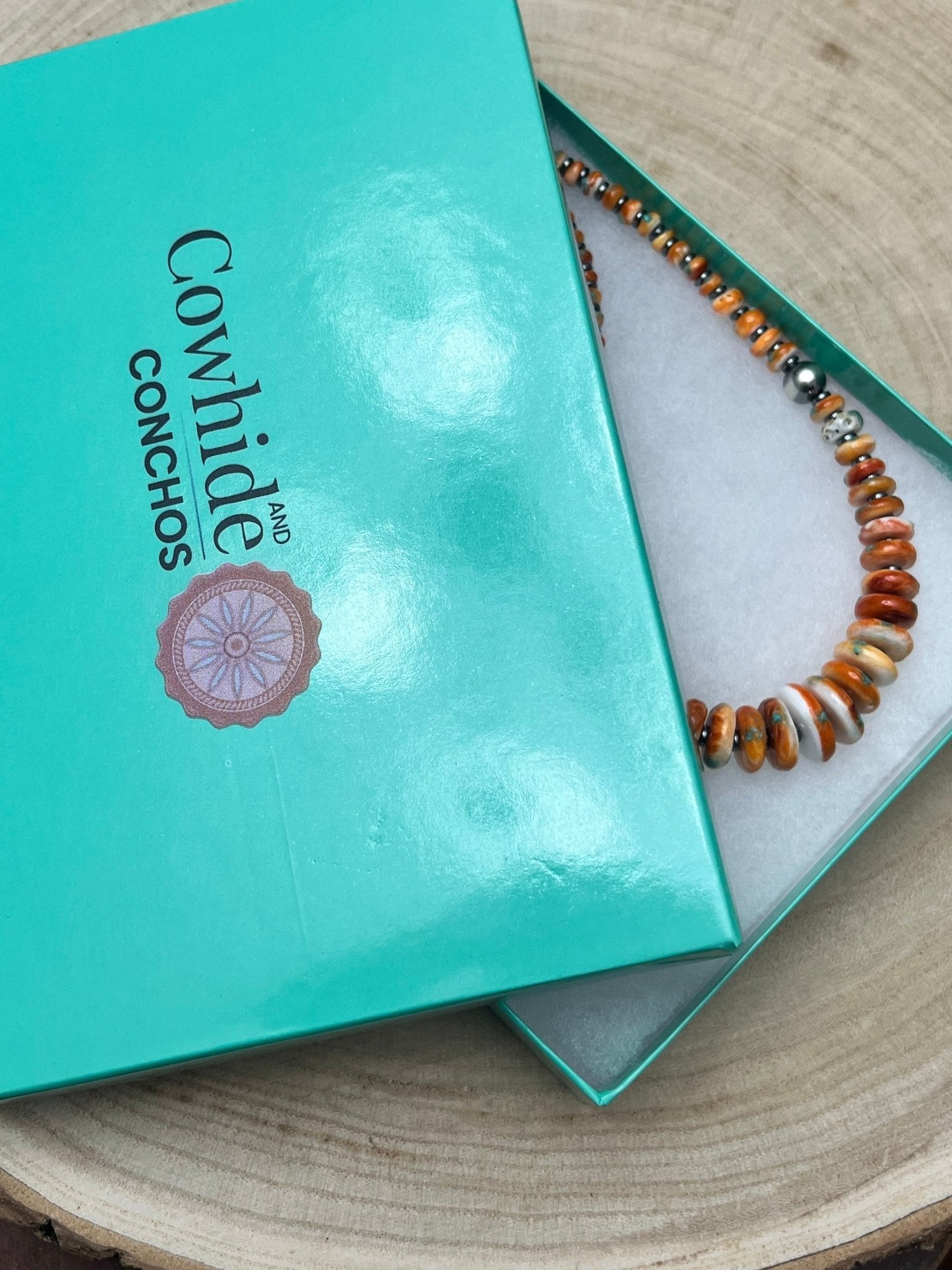 Orange & Turquoise Graduated Necklace with Sterling Silver Pearl Accents — 22 inch - Rooted & Reckless Co.
