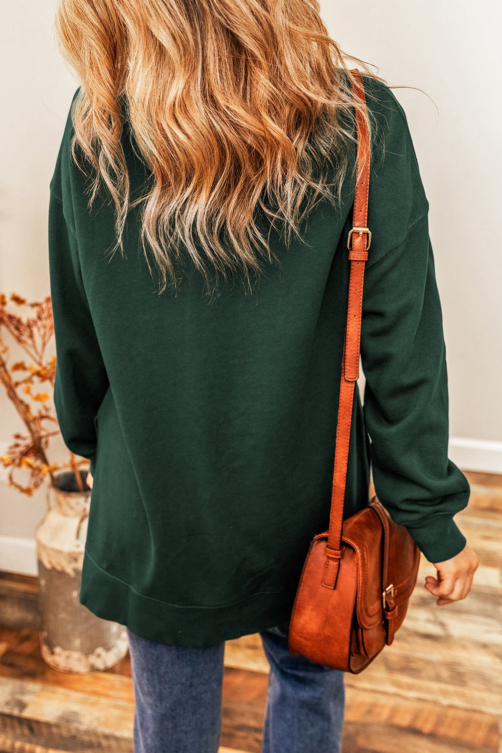 Oversized Drop Shoulder Split Hem Sweatshirt - Rooted & Reckless Co.