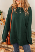 Oversized Drop Shoulder Split Hem Sweatshirt - Rooted & Reckless Co.