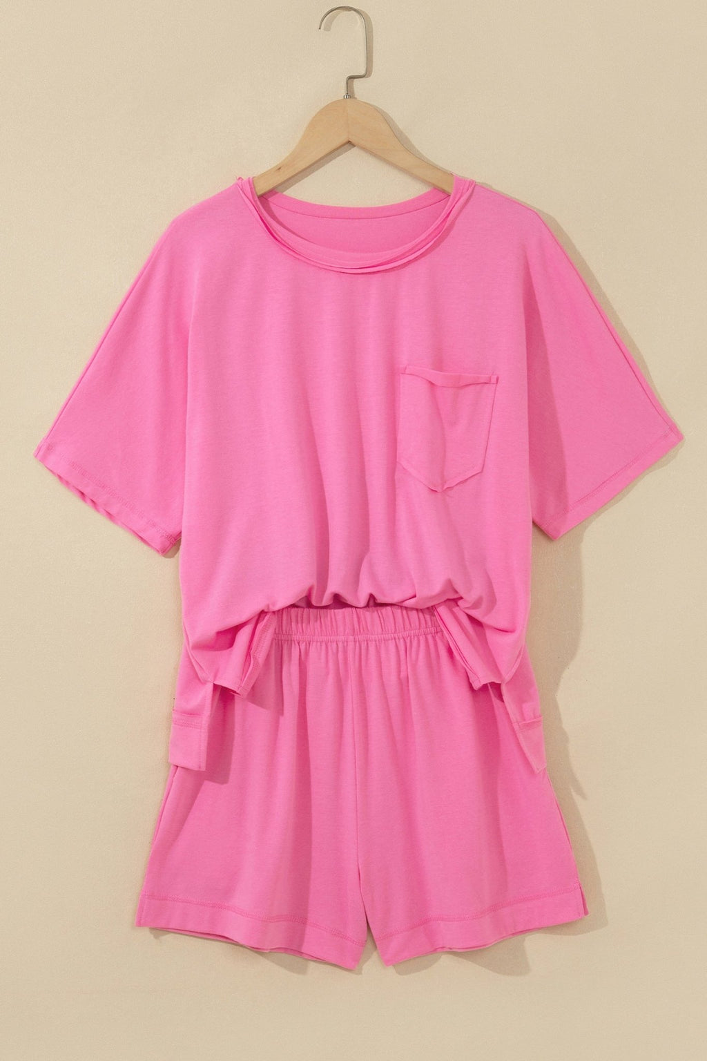 Oversized Raw Edge Patch Pocket Top & Shorts Set - Rooted & Reckless Co.