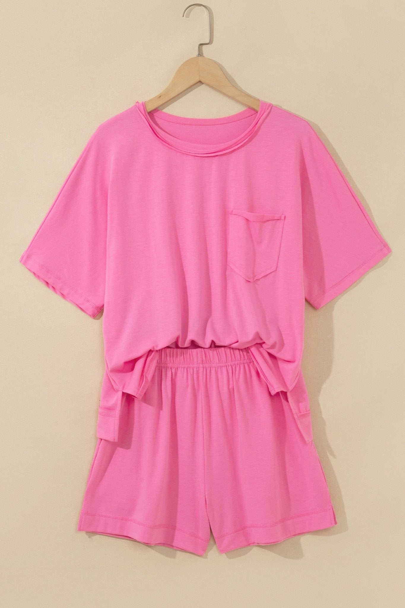 Oversized Raw Edge Patch Pocket Top & Shorts Set - Rooted & Reckless Co.