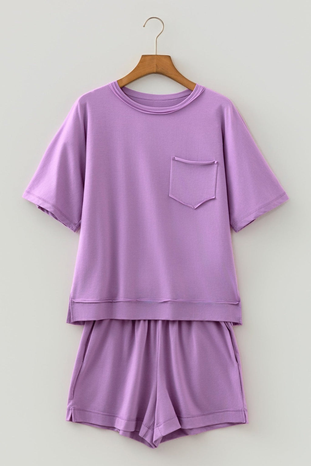 Oversized Raw Edge Patch Pocket Top & Shorts Set - Rooted & Reckless Co.