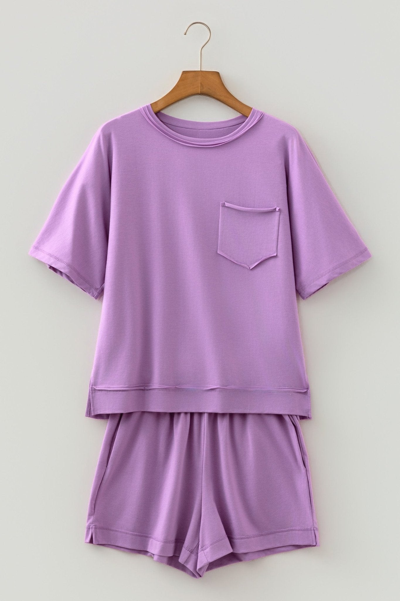 Oversized Raw Edge Patch Pocket Top & Shorts Set - Rooted & Reckless Co.