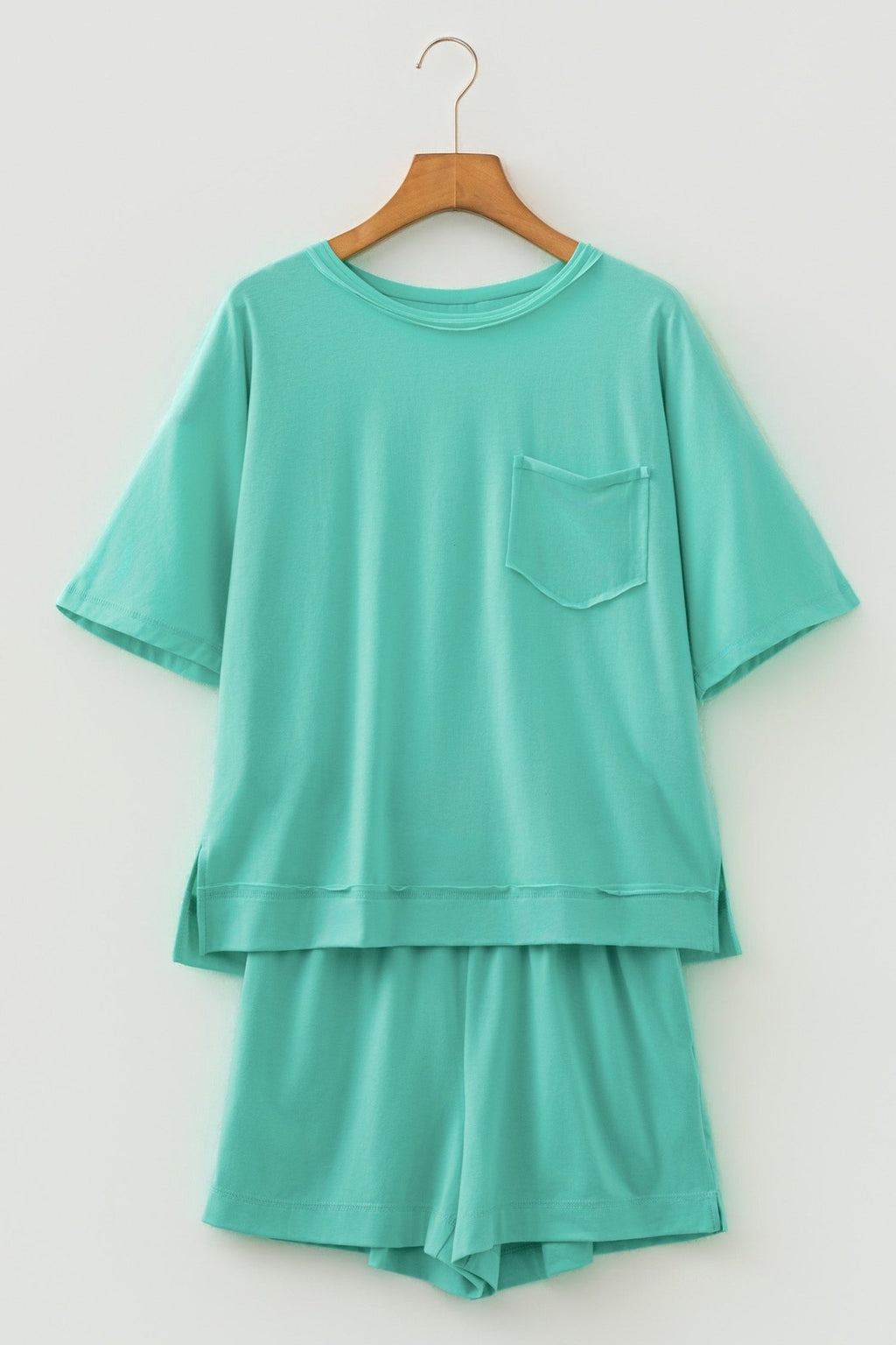 Oversized Raw Edge Patch Pocket Top & Shorts Set - Rooted & Reckless Co.