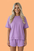 Oversized Raw Edge Patch Pocket Top & Shorts Set - Rooted & Reckless Co.