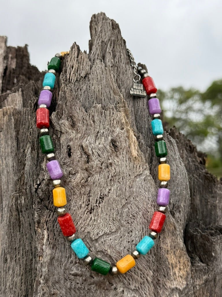 Painted Desert Multicolor Barrel Beaded Necklace - Rooted & Reckless Co.