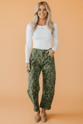 Paisley Denim High Waist Barrel Leg Pants - Rooted & Reckless Co.