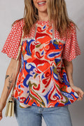 Paisley Geometric Patchwork Puff Sleeve Blouse - Rooted & Reckless Co.