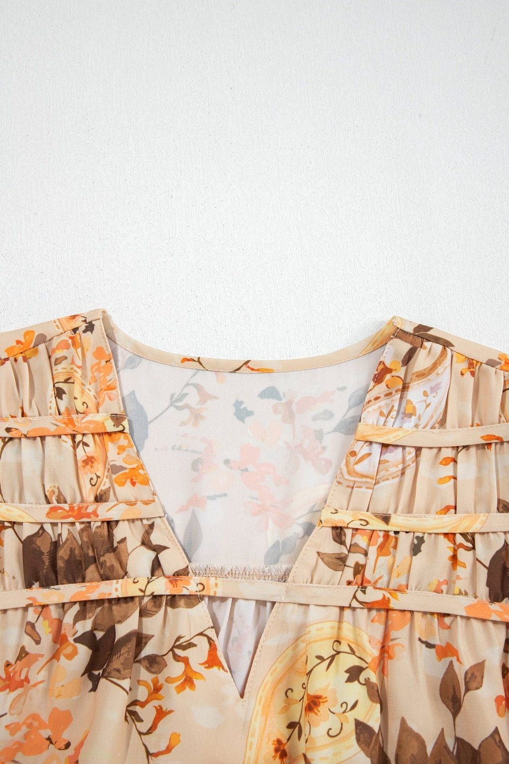 Paisley Lace Patchwork Long Sleeve V-Neck Blouse - Rooted & Reckless Co.