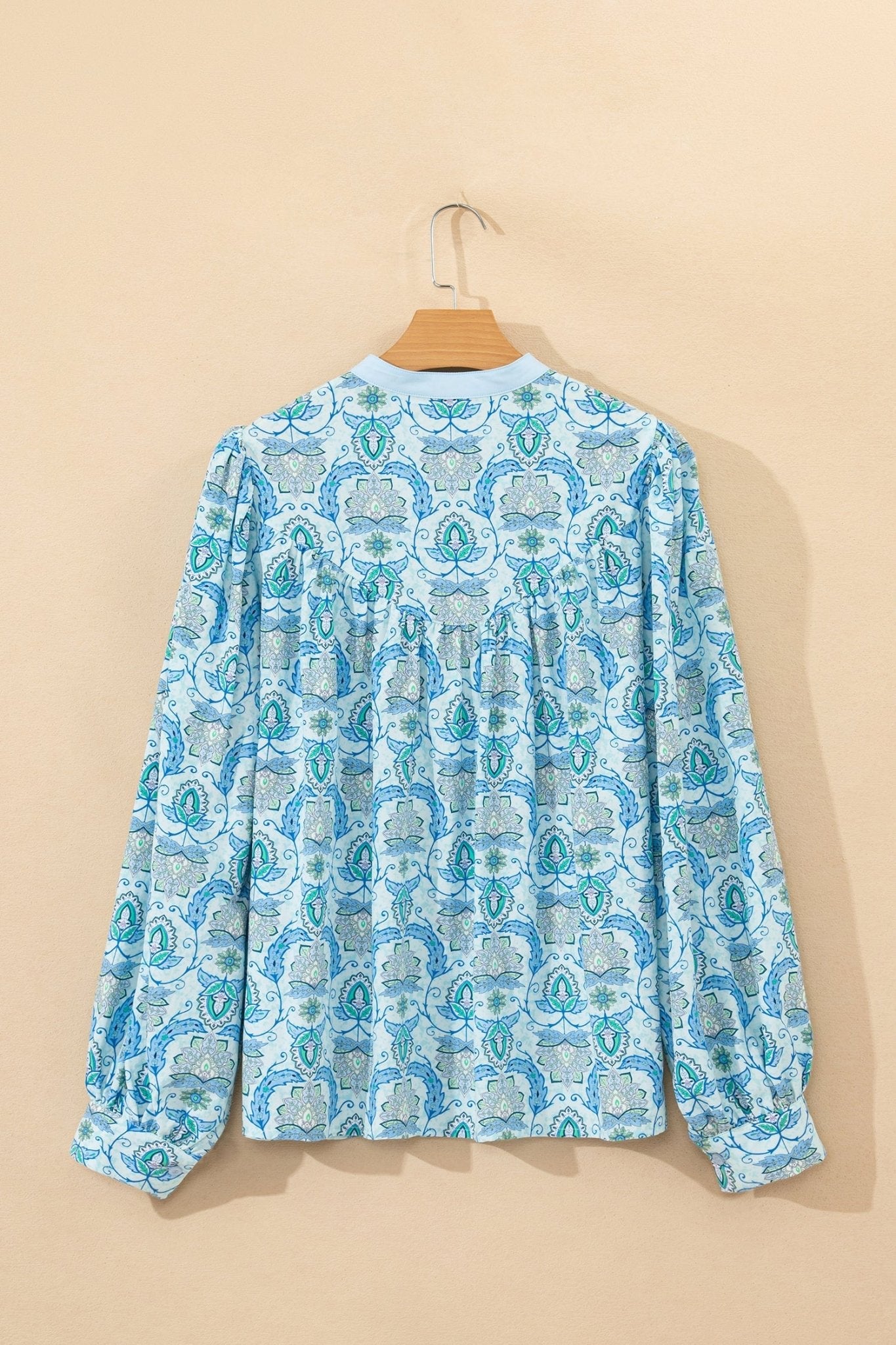 Paisley Long Puff Sleeve Buttoned Shirt - Rooted & Reckless Co.