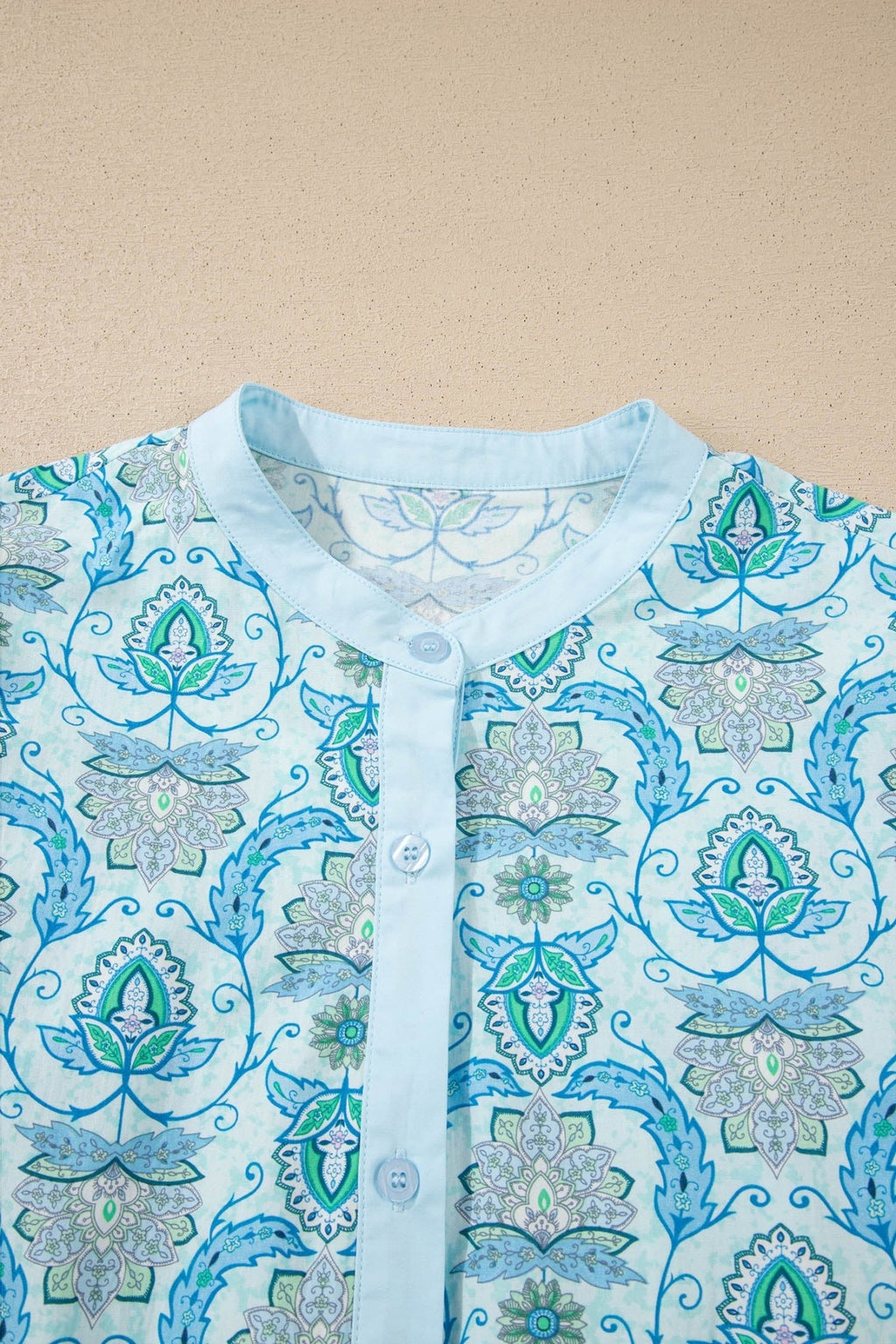 Paisley Long Puff Sleeve Buttoned Shirt - Rooted & Reckless Co.