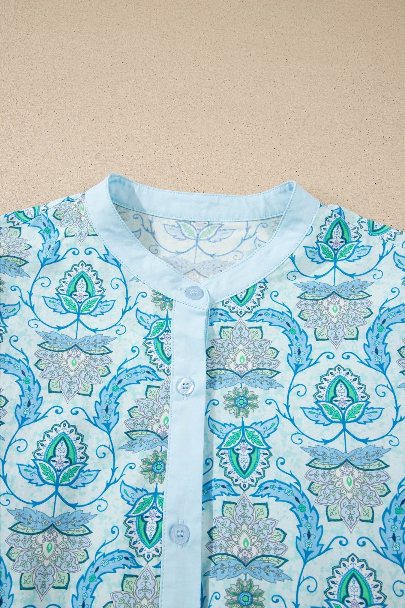 Paisley Long Puff Sleeve Buttoned Shirt - Rooted & Reckless Co.